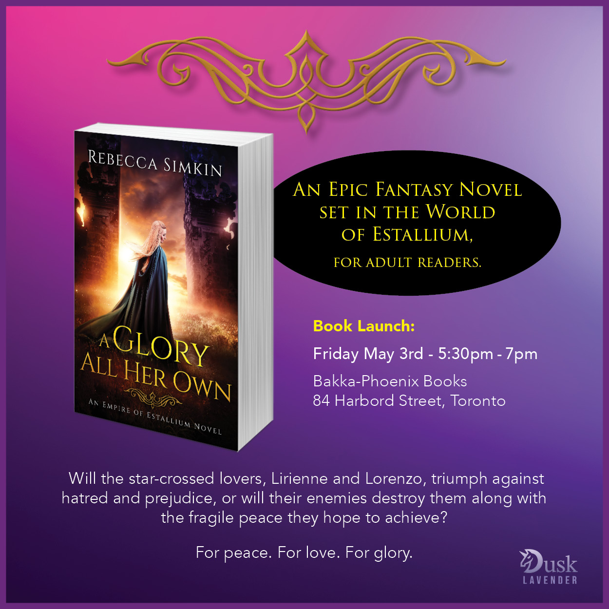 Announcing A Glory All Her Own by Rebecca Simkin